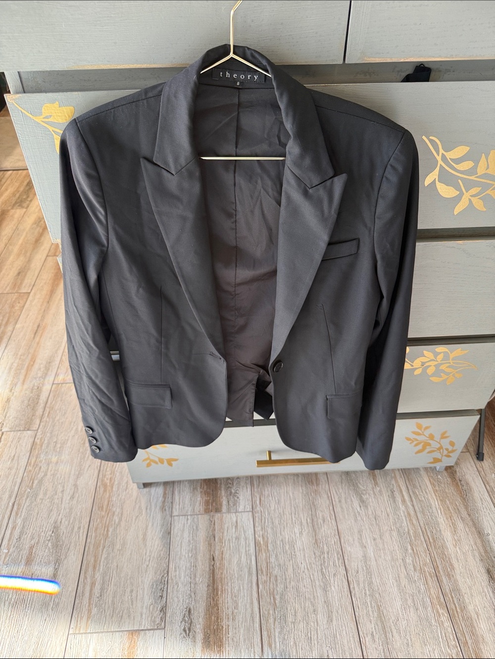 Theory Women's Black Notch Lapel Single-Button Blazer